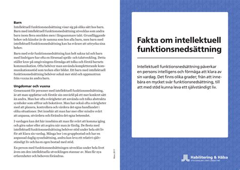 intellektuell funktionsnedsättning fakta.